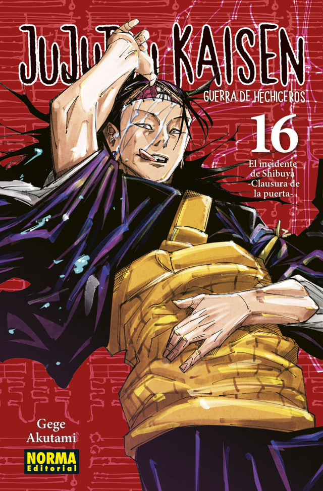 Portada de Jujutsu Kaisen 16 de Gege Akutami, edición en castellano de Norma Editorial