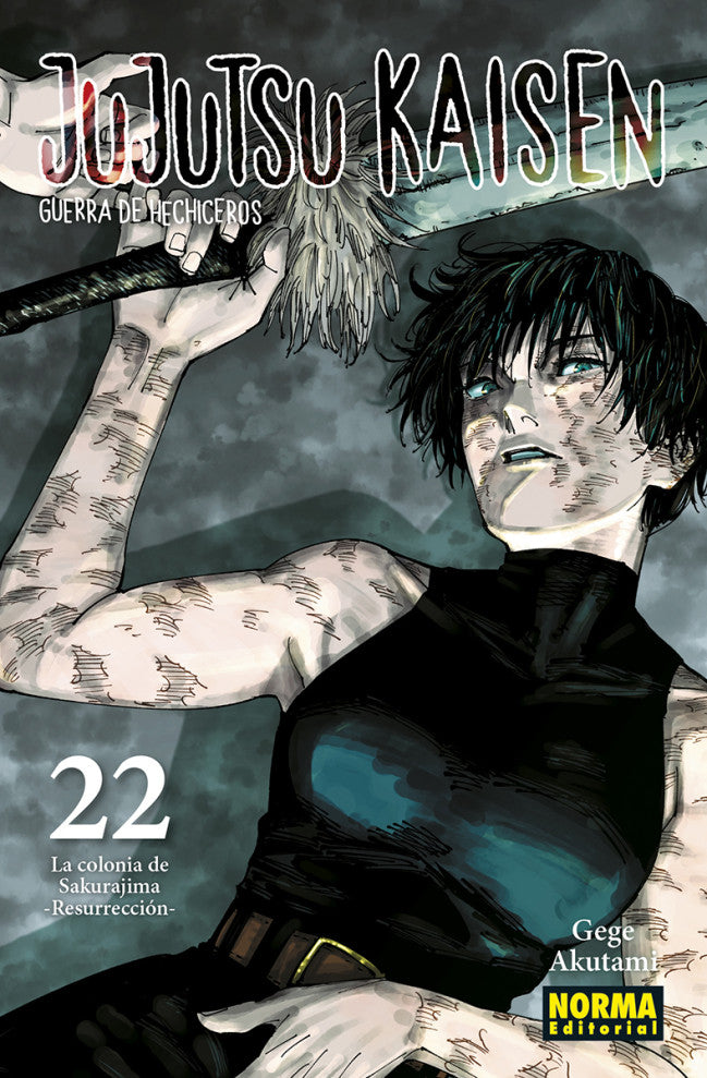 Portada de Jujutsu Kaisen 22 de Gege Akutami, edición en castellano de Norma Editorial
